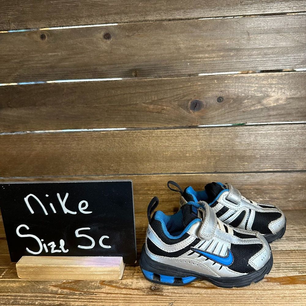 Baby Nike REAX Silver Blue Athletic Running Comfort Sneakers Shoes Size 5 C‎ GUC